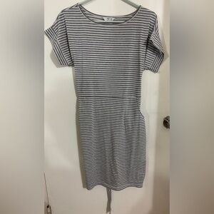 Gray Raglan Sleeve Sheath Midi Dress